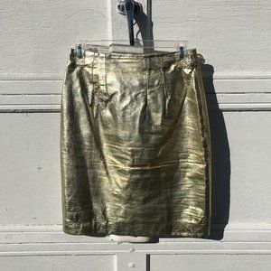 Vintage Cedars 100% Leather Gold Skirt Size 8